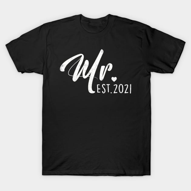 Mr Est 2021 Gift for Couples Wedding Anniversary Newlywed Matching T-Shirt by Otis Patrick